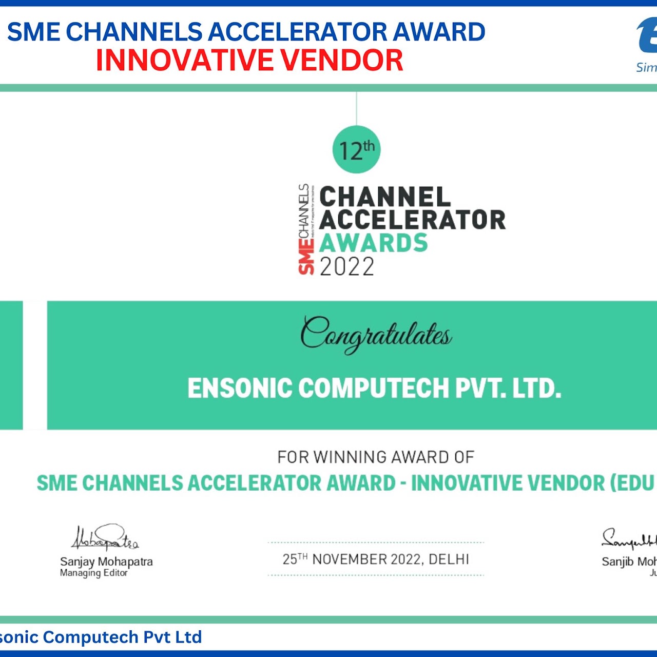 Innovative Vendor — Edu Tech — SME Channels Accelerator Awards